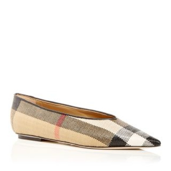 Burberry Madelina Vintage Check Pointed Toe Flats Size 38 - Picture 1 of 7